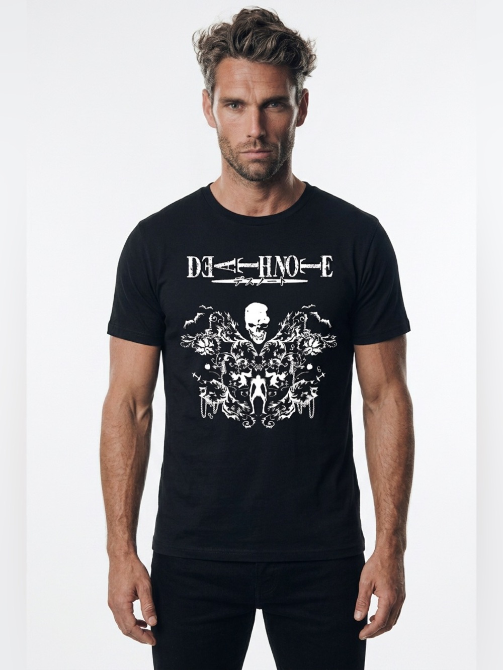 NWT Black Graphic 'Death Note' Crewneck T-Shirt for Men size M